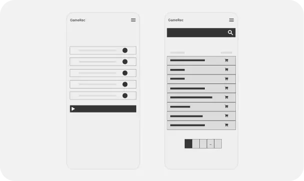 Low fidelity wireframe for mobile.